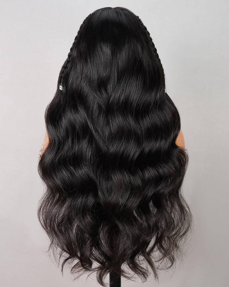 Pre-Braid Body Wave Natural Black 13x4 Lace Front Human Hair Wig