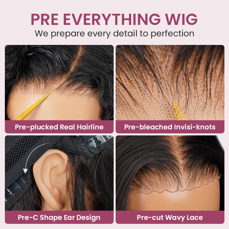 10x6 Parting Max Lace Straight Pre-Cut Easy-Wear Lace Frontal Natural Black Human Hair Wigs