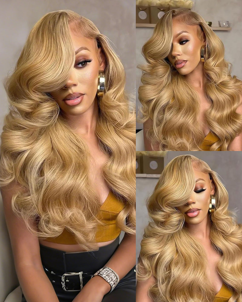 Light Brown Colored Body Wave 13x4 Lace Front Human Hair Wigs Free Part