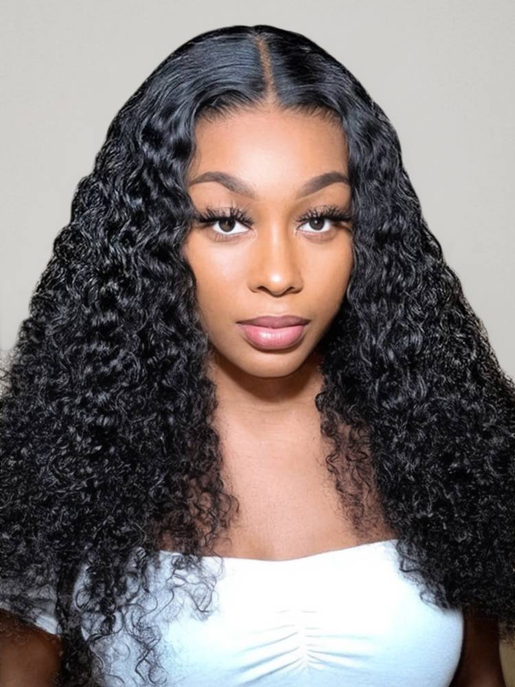 Jerry Curly Natural Black 13x4 Glueless Lace Front Human Hair Wig