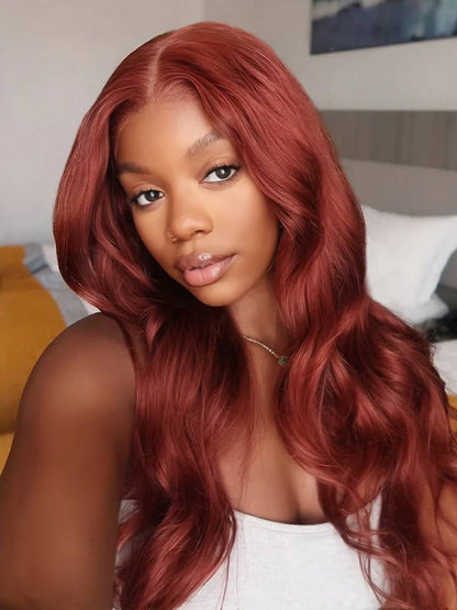 Reddish Brown Colored Body Wave 13x6 Lace Frontal Human Hair Wigs