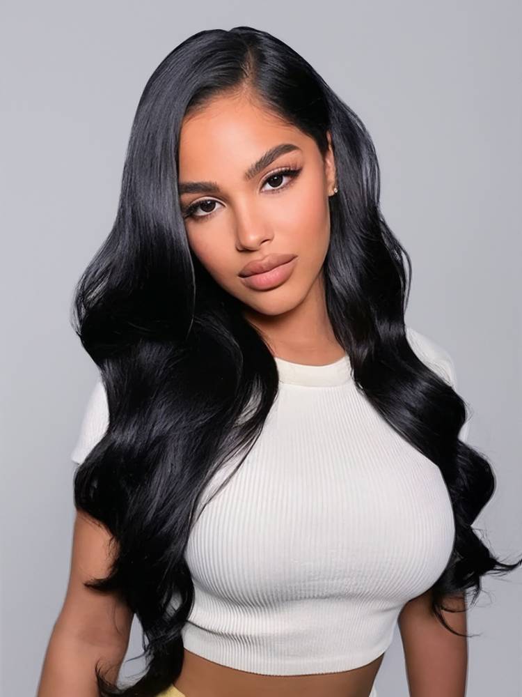 Natural Black Body Wave Wigs 13x6 Lace Front Human Hair Wigs Free Part