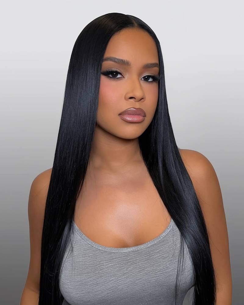 Straight Natural Black 13x6 Lace Frontal Human Hair Wig Free Part