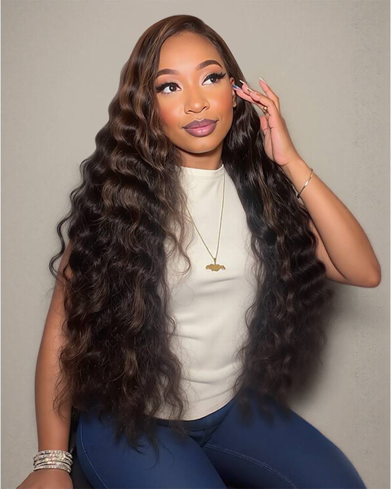 Loose Wave Highlighted Color 13x4 Lace Frontal Human Hair Wig