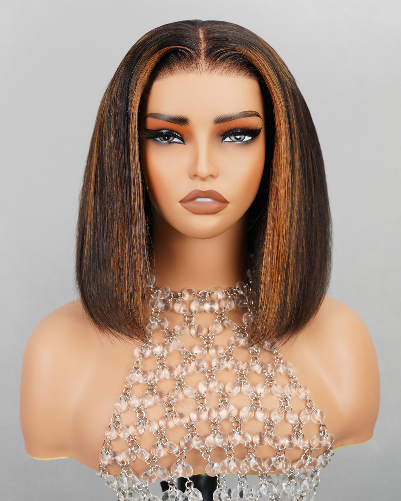 Dark Brown Color Short Bob Straight Double Drawn Hair Grade 6-inch Deep Lace Glueless Human Hair Wig