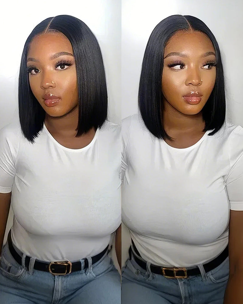 12&quot; 6x5 Lace Money Piece Highlight Straight Bob Wig + 12&quot; 13x4 Lace Straight Bob Wig