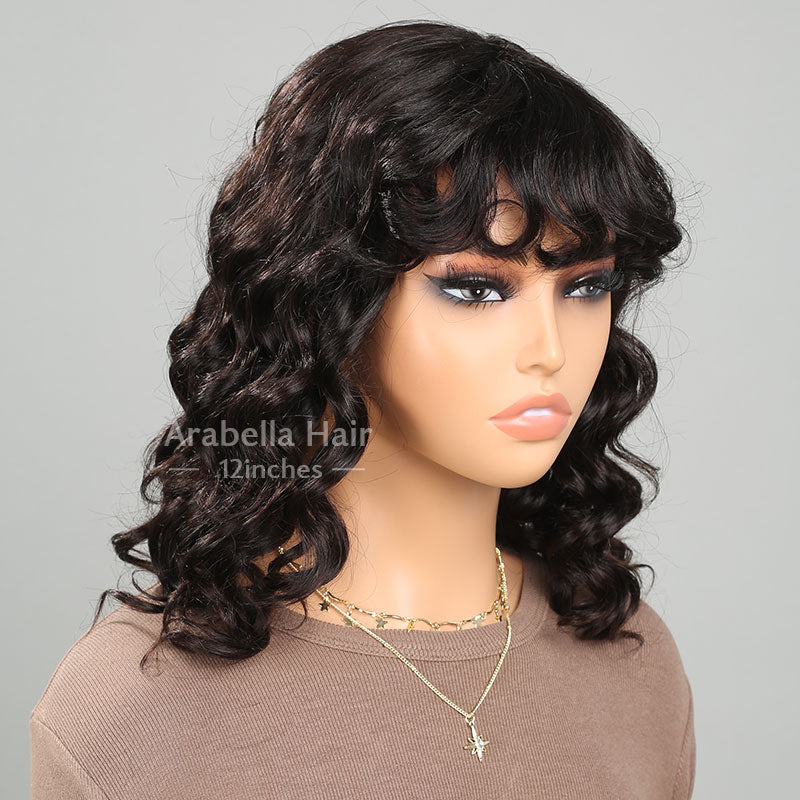 Wavy bob 2024 wig with bangs