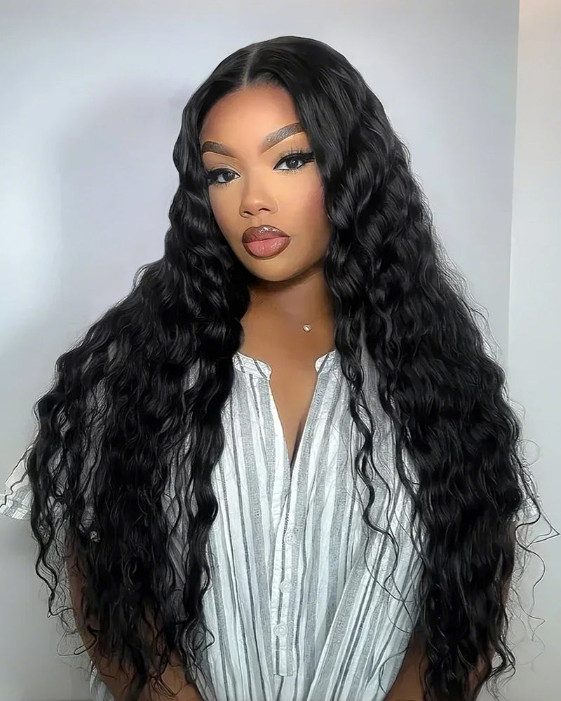 Bohemian Natural Curl Natural Black Wigs Glueless 6x5 Lace Wear Go Human Hair Wig Middle Part