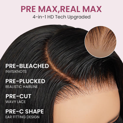 Pre-Cut 10x6 Parting Max Lace Loose Wave Easy-Wear Pre-Bleached Knots Natural Black Human Hair Wigs