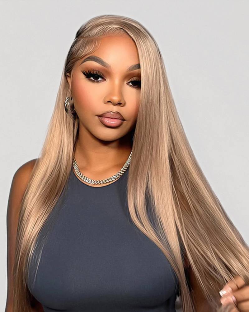 【30&quot; Super Sale】Ash Honey Blonde Color Minimalist Blonde Series Glueless 13x4 Lace Front  Wavy/Straight Human Hair Wig