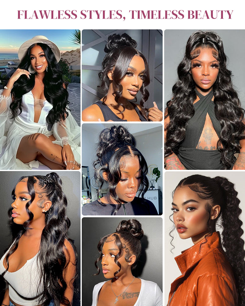 360 Full Lace Natural Black Body Wave Human Hair Wig Free Part