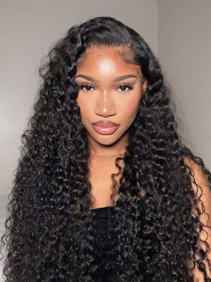 Deep Wave 13x4 Lace Frontal Natural Black Human Hair Wig Free Part