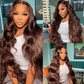 Chestnut Dark Brown Color Wig Glueless 13x4 Lace Front Wig Body Wave Hair Free Part
