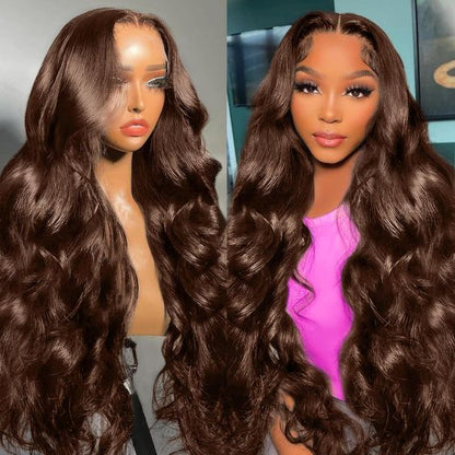 13x6 Lace Chestnut Dark Brown Color Wig Lace Front Wig Body Wave Human Hair