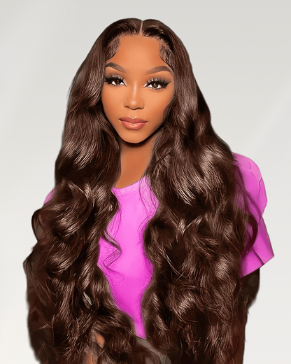 Chestnut Dark Brown Body Wave 6x5/13x4 Lace Front Glueless Human Hair Wig Free Part