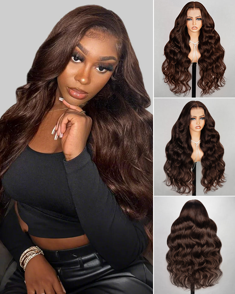 Chestnut Dark Brown Body Wave 6x5/13x4 Lace Front Glueless Human Hair Wig Free Part