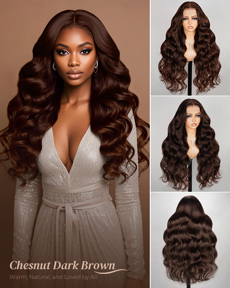 Chestnut Dark Brown Body Wave 6x5/13x4 Lace Front Glueless Human Hair Wig Free Part