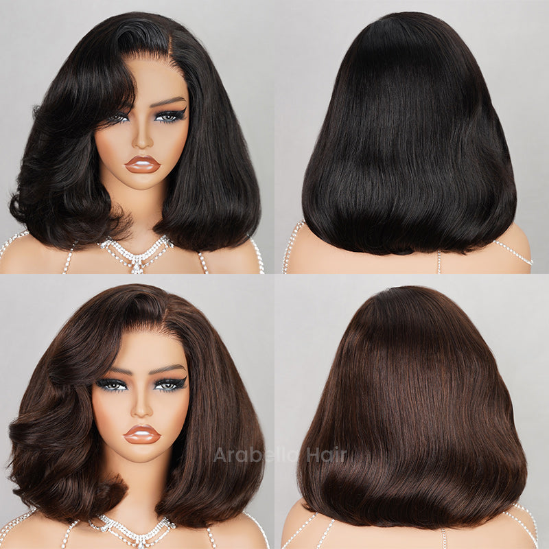 Celebrity brown wavy black bob human orders wig