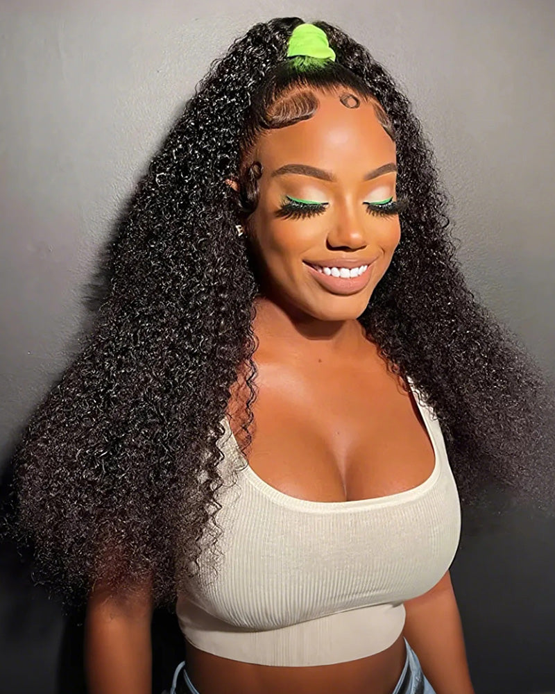 360 Lace Frontal Kinky Curly Natural Black Human Hair Wig Free Part - Arabella Hair