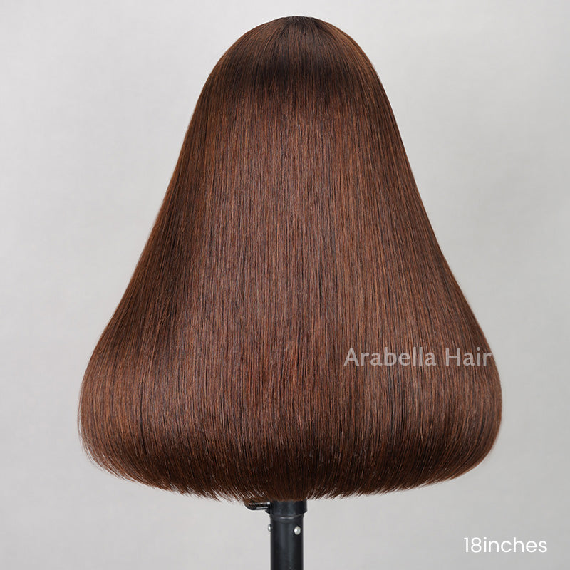 【Limited Design】Dark Brown Colored Straight Glueless 6x5 Pre-Cut Lace Human Hair Wigs