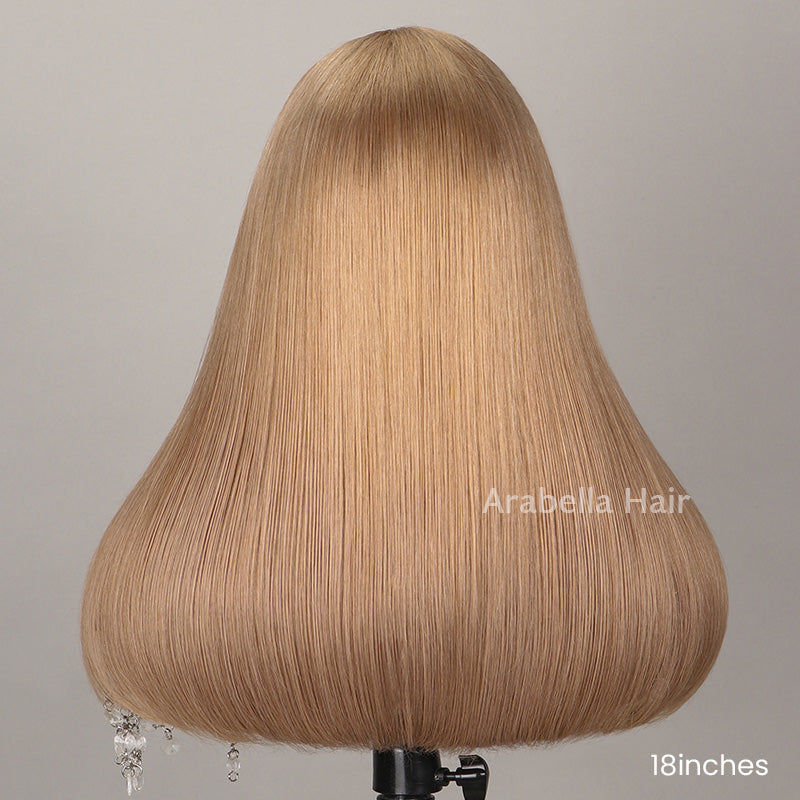 【Limited Design】Ash Honey Blonde Colored Straight Bob Glueless 6x5 Pre-Cut Lace Human Hair Wigs