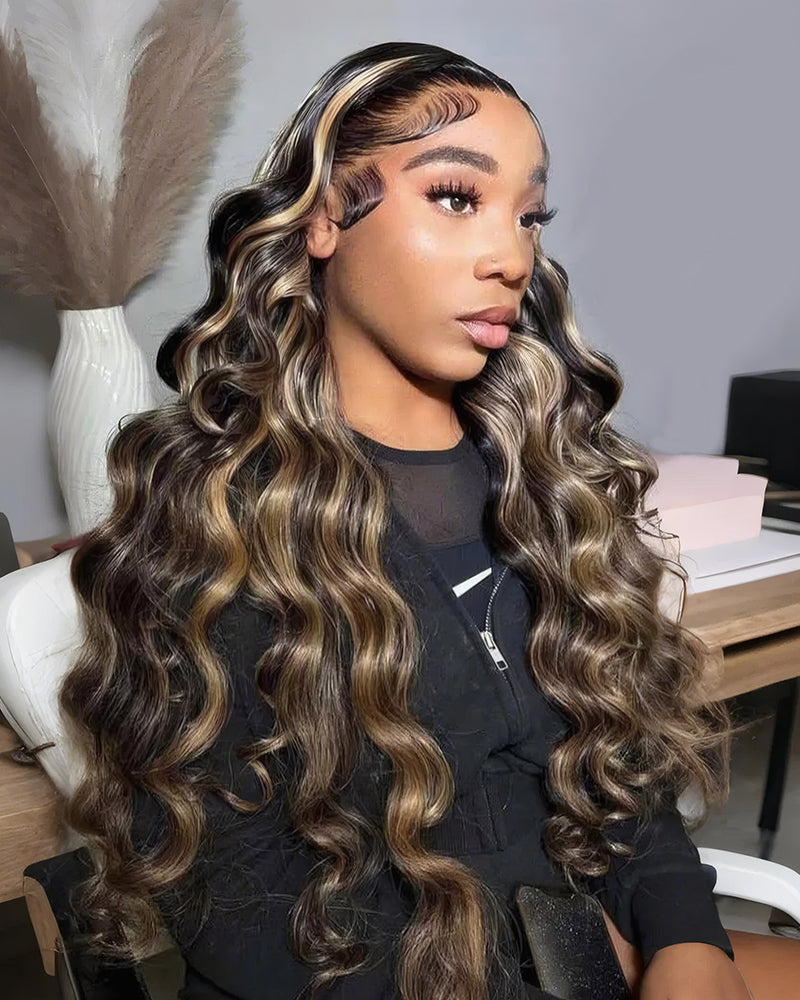 Balayage Color Loose Wave Wig Glueless Pre-Cut 6x5 Lace Human Hair Wig