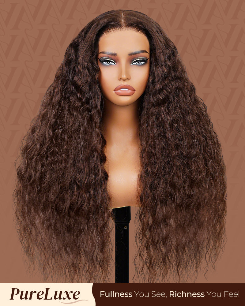 Pure-Luxe™ Soft Curls Dark Brown Colored Easy Wear Glueless 13x6 Ultra-Dense Human Hair Wig Pre-Cut Lace