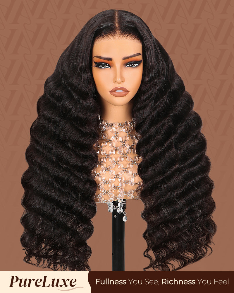 Pure-Luxe™ Loose Wave Natural Black Easy Wear Glueless 13x6 Ultra-Dense Human Hair Wig Pre-Cut Lace