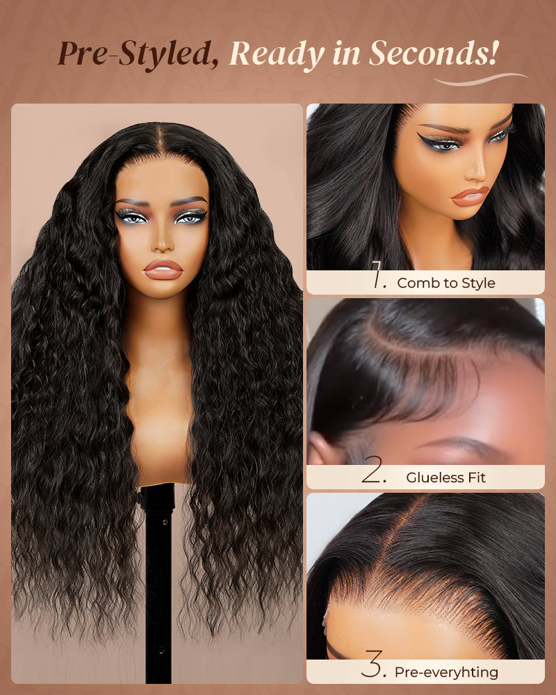 Pure-Luxe™ Soft Curls Natural Black Easy Wear Glueless 13x6 Ultra-Dense Human Hair Wig Pre-Cut Lace