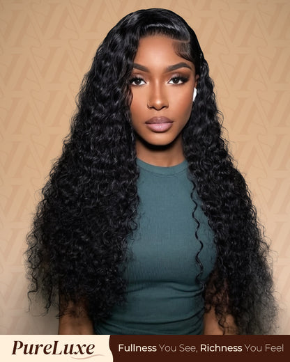 Pure-Luxe™ Soft Curls Natural Black Easy Wear Glueless 13x6 Ultra-Dense Human Hair Wig Pre-Cut Lace