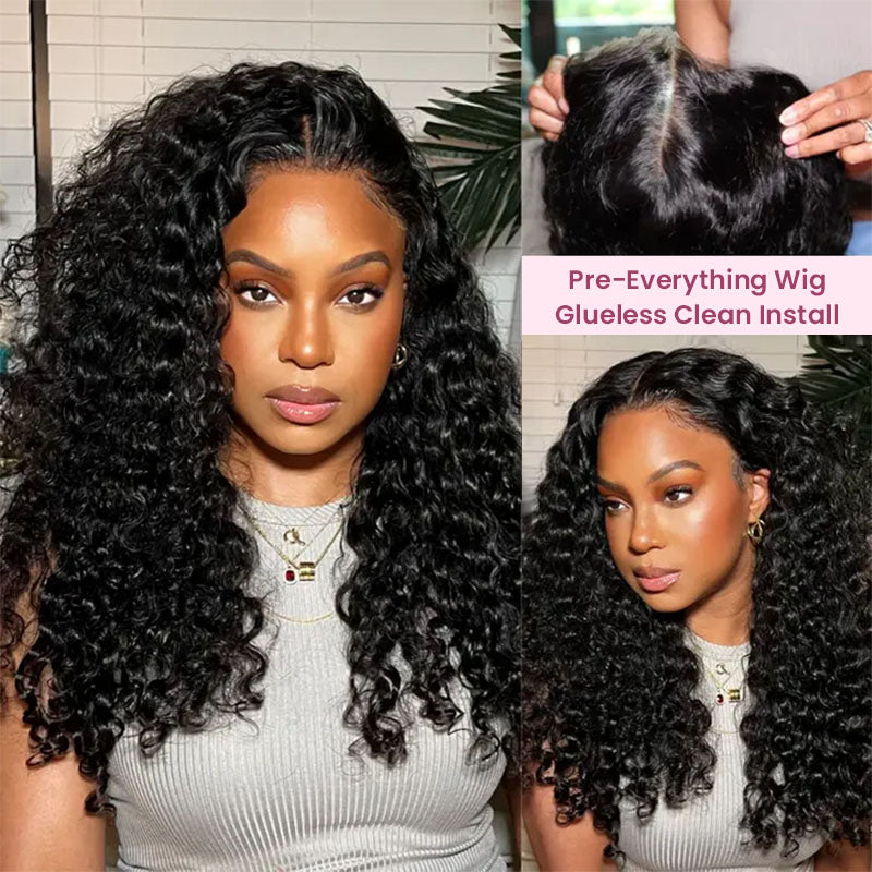 Water Wave Natural Black Easy-Wear 10x6 Parting Max Lace Human Hair Wigs