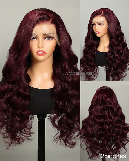 Dark Purple Plum Color Body Wave 13x4/5x6 Lace Frontal Human Hair Wigs