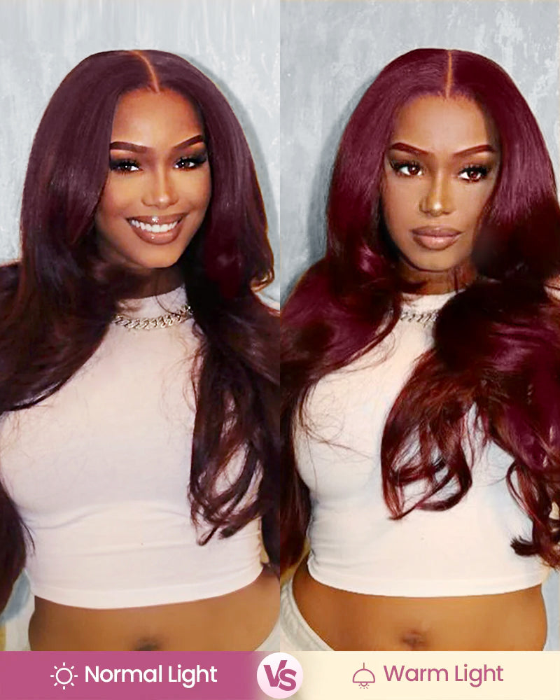 Sugar Plum Color Body Wave 13x4/6x5 Pre-Cut Lace Front Glueless Human Hair Wig