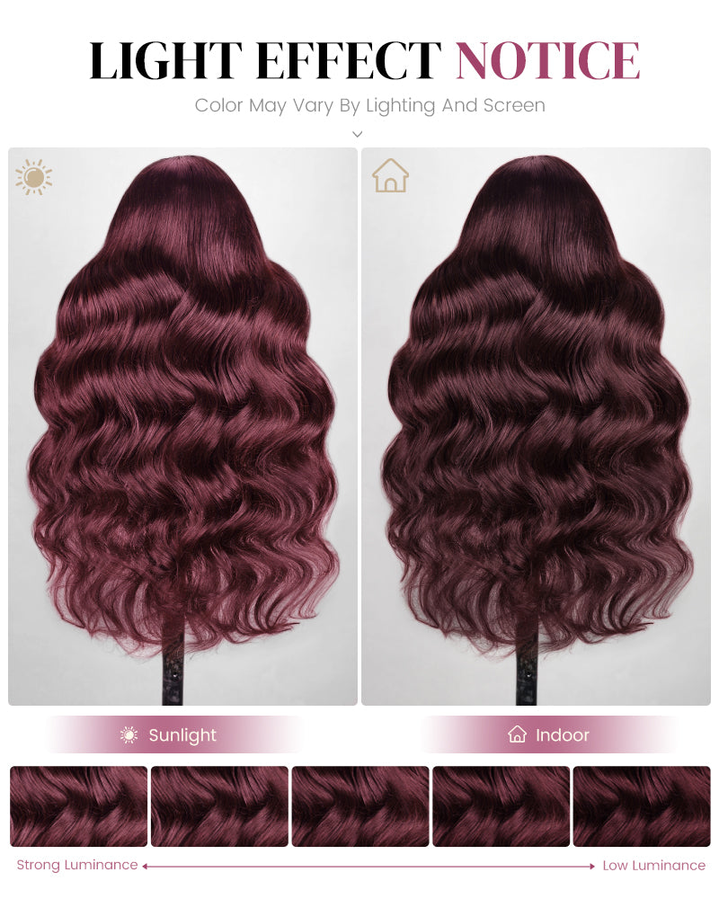 【Super Sale】Sugar Plum Color Straight/Body Wave Lace Frontal Pre-Plucked Glueless Human Hair Wigs