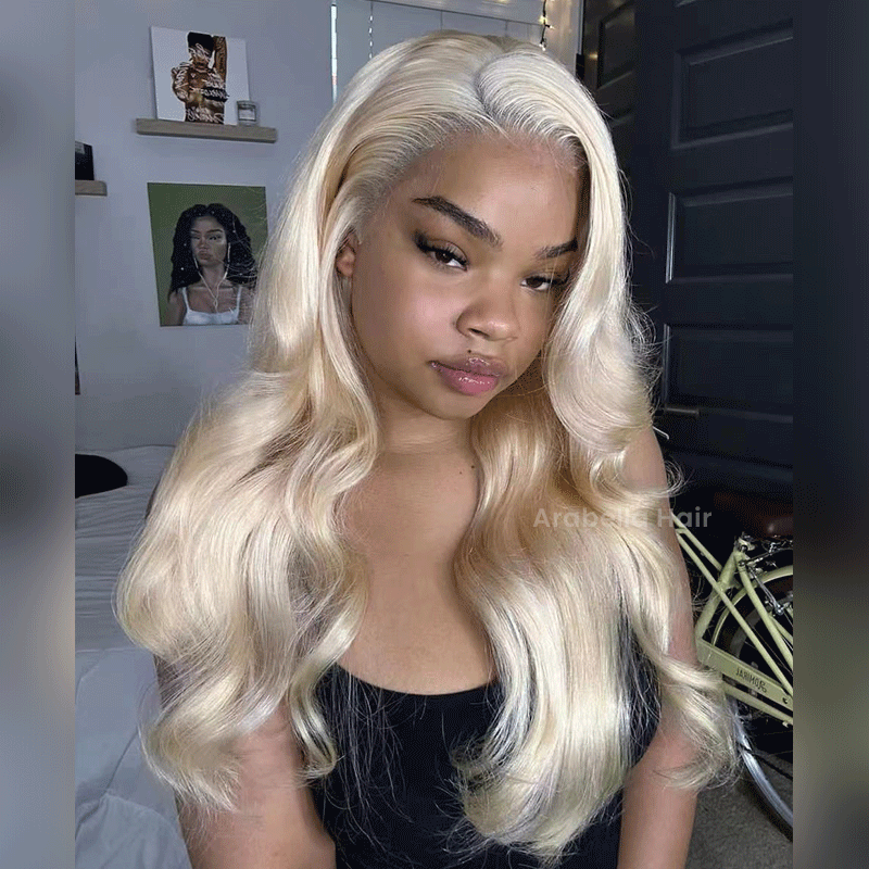 Easily Redyed 613 Silky Straight 6x5 Closure Lace Glueless Mid Part Long Wig 100% Virgin Human Hair