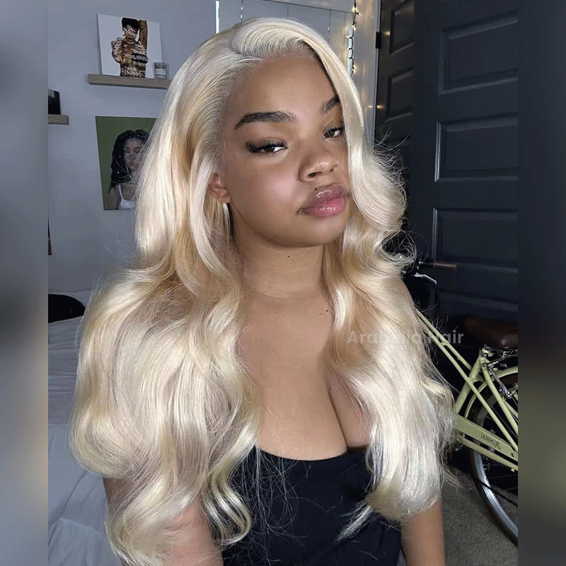 Easily Redyed 613 Silky Straight 6x5 Closure Lace Glueless Mid Part Long Wig 100% Virgin Human Hair