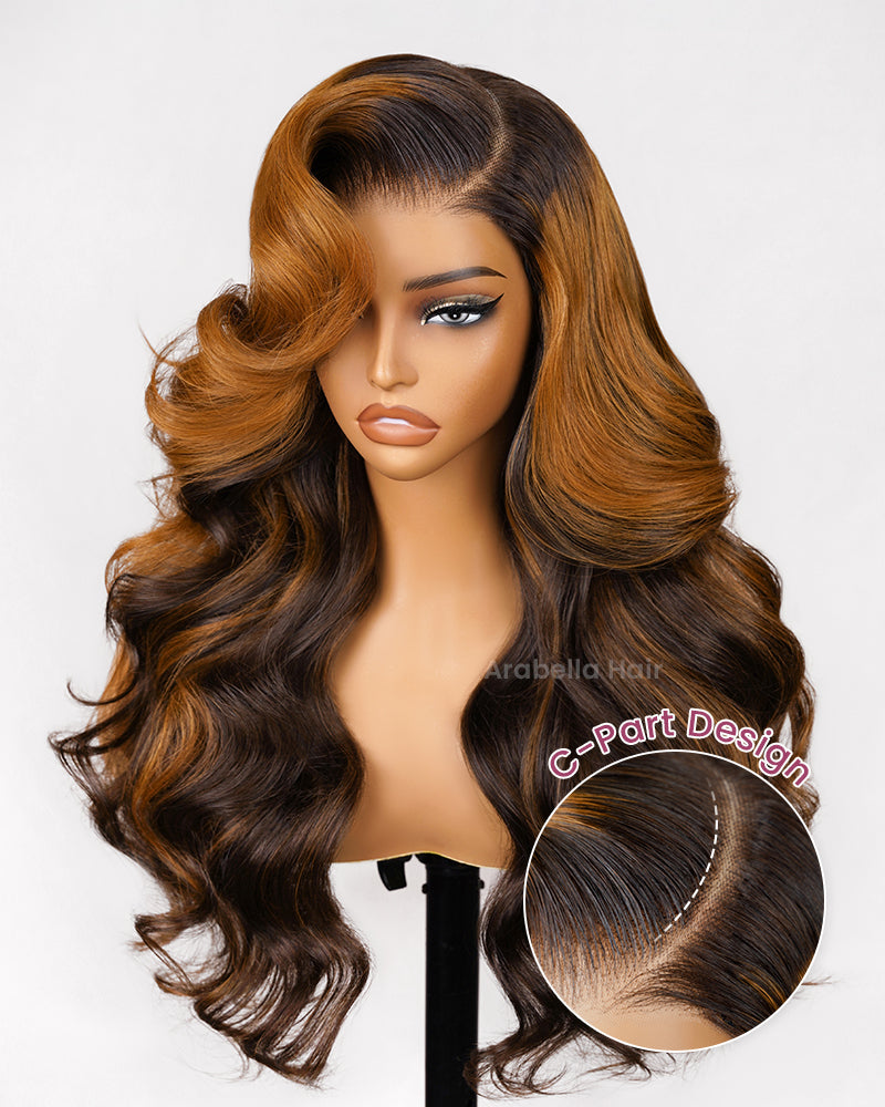 Chocolate Brown Gold Dream Pre-Cut 6x5 Lace Loose Body Wave Glueless Human Hair Wigs