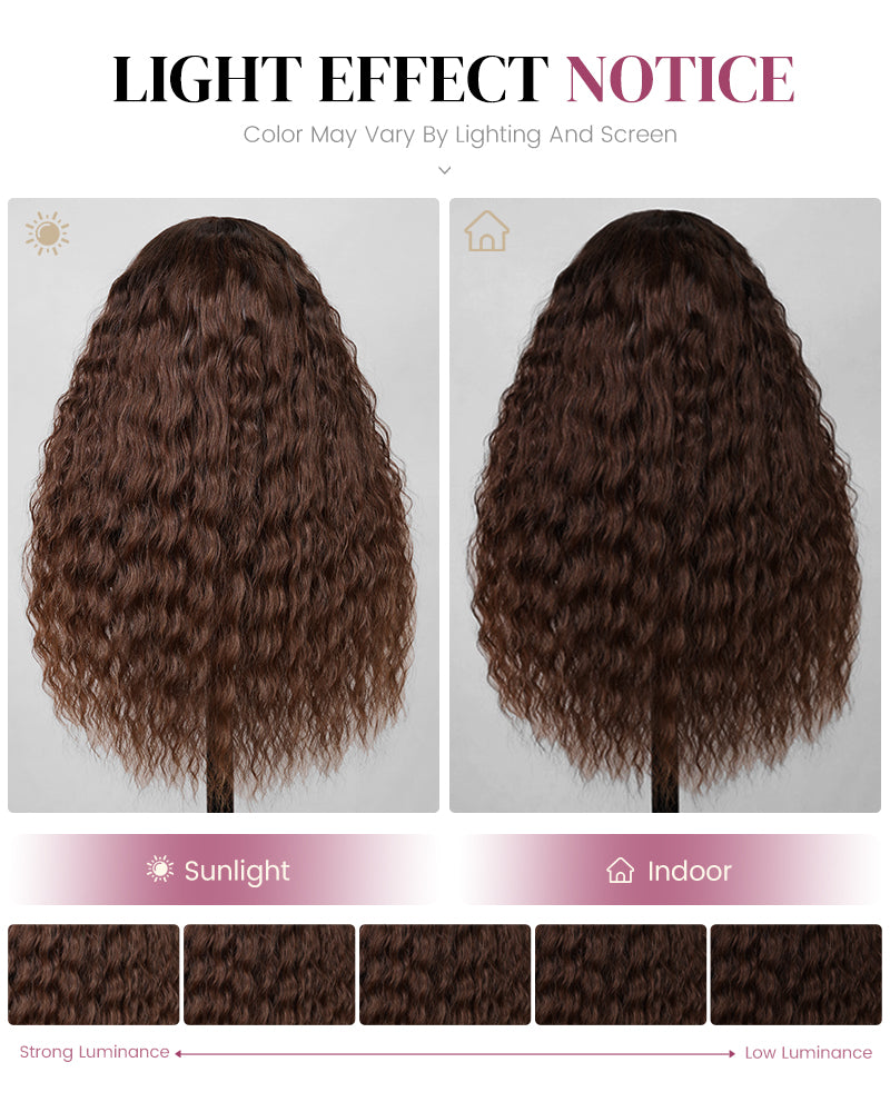 Chestnut Dark Brown Bohemian Natural Curl Pre-Cut 6x5 Lace Glueless Human Hair Wig Middle Part