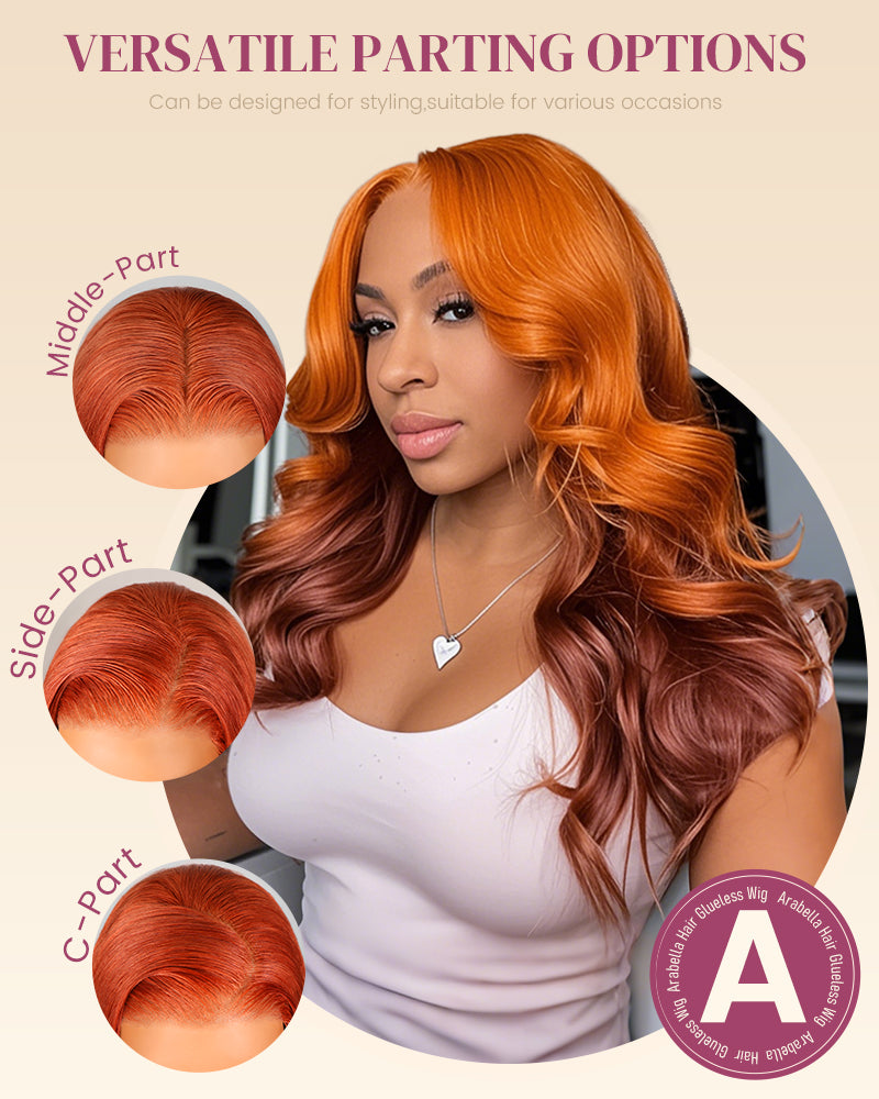 【Limited Flash Sale】Ombre Ginger Brown Colored Pre-Cut 6x5 Lace Pre-Layered Loose Body Wave Human Hair Wig