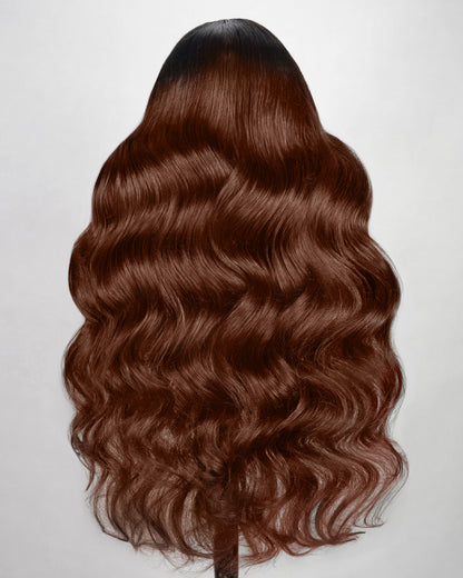 Pre-Cut 6x5 Lace Ombre Cinnamon Brown Colored Loose Body Wave Glueless Human Hair Wig