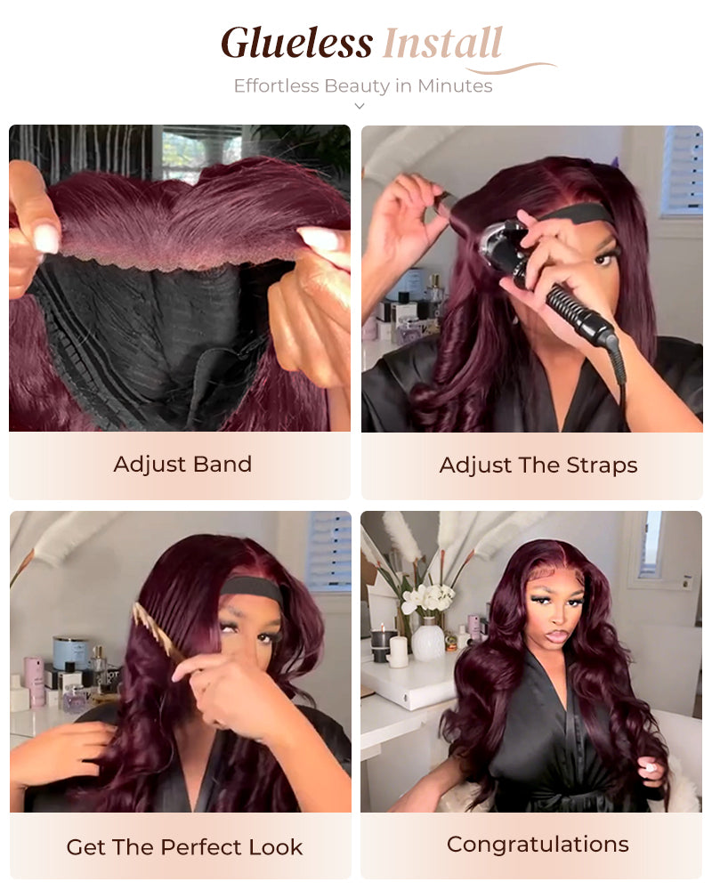 Ombre Plum Color Loose Body Wave Glueless 6x5 Pre-Cut Lace Human Hair Wig