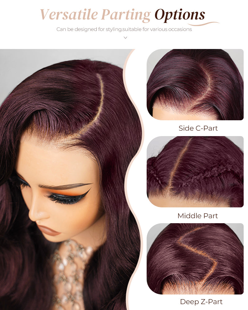 Ombre Plum Color Loose Body Wave Glueless 6x5 Pre-Cut Lace Human Hair Wig