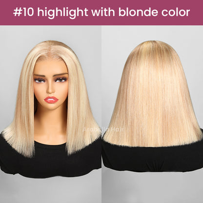 Blonde Highlights Light Color P10/613 Blowout In Wavy 13x4 Lace Front Human Hair Wigs