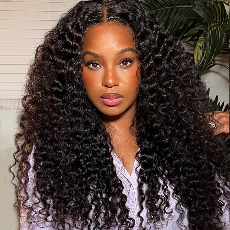 Glueless 5x5 Lace Curly Bohemian Style Natural Color Lace Frontal