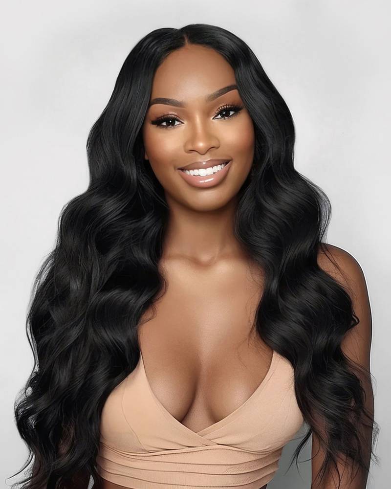 HD Lace 13x4 Frontal Body Wave Natural Black Human Hair Wig Free Part