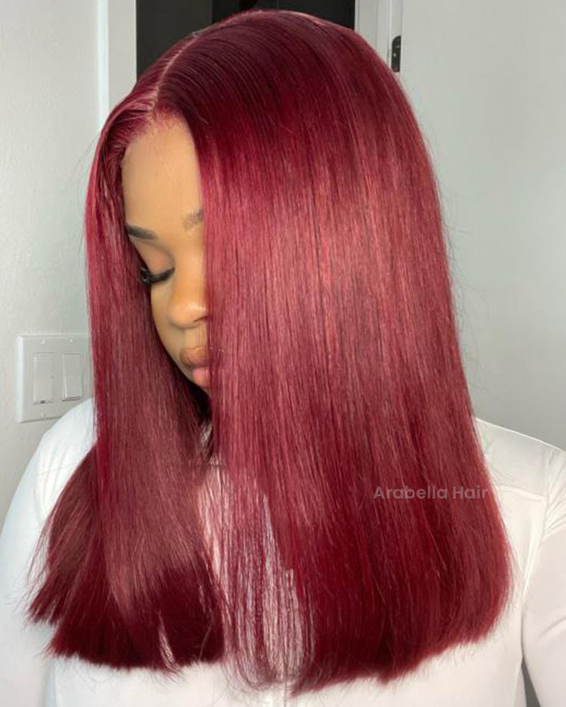 【Limited Design】Burgundy Red 99J Color Straight Glueless 6x5 Pre-Cut Lace Human Hair Wig