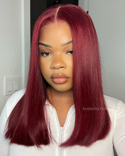 【Limited Design】Burgundy Red 99J Color Straight Glueless 6x5 Pre-Cut Lace Human Hair Wig