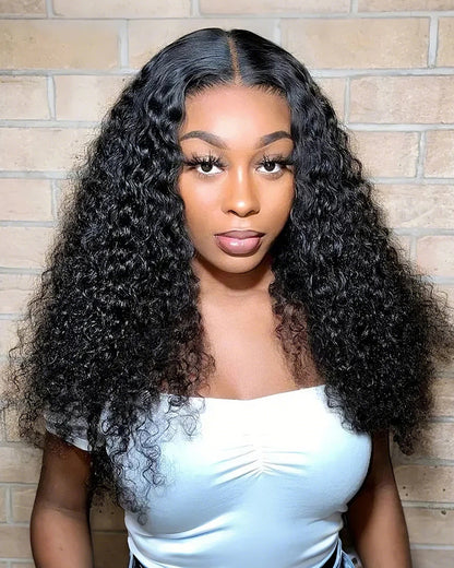 4x4 Glueless Lace Water Wave Lace Closure Natural Black Human Hair Wig