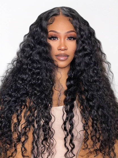 Wand Curls Natural Black Glueless 13x4/6x5 Pre-cut Lace Front Human Hair Wigs