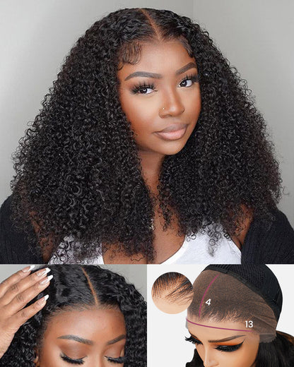 【Limited Design】Special Jerry Curl Long Bob Natural Black 13x4/6x5 Lace Double Drawn Human Hair Wigs